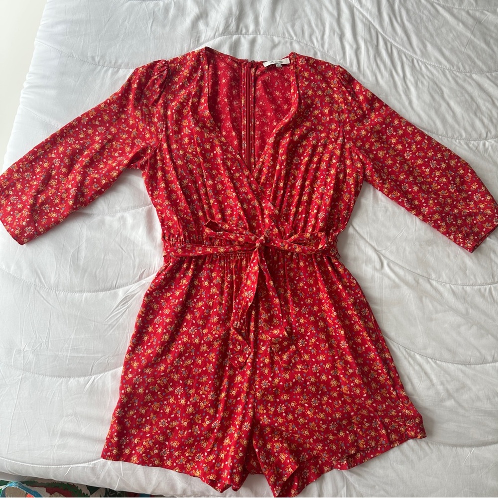 Madewell Red Floral Romper